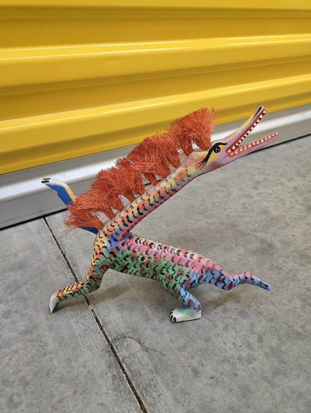 Vintage Inocencio Melchor Hand Carved/Painted Wooden Dragon Signed Art